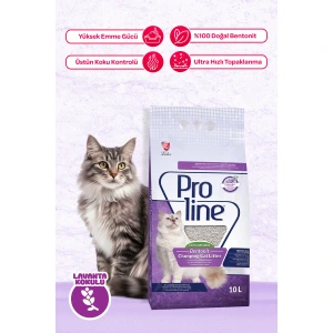 Proline Süper Topaklanan İnce Taneli Lavanta Kokulu Bentonit Kedi Kumu 10lt