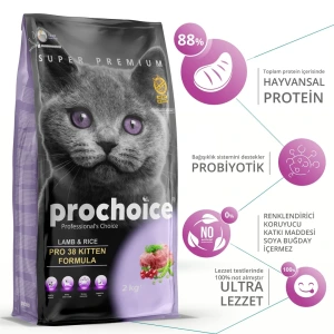 Pro Choice Pro 38 Kitten Kuzu Etli Yavru Kedi Maması 15kg