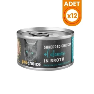 Prochoice Hypo-Allergenic Sos İçinde Tavuklu ve Kalamarlı Tahılsız Yetişkin Kedi Konservesi