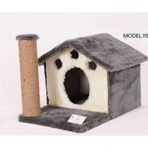 Cat Hause Y01 Ev Şeklinde Yuvalı ve Yataklı Kedi Tırmalama Evi