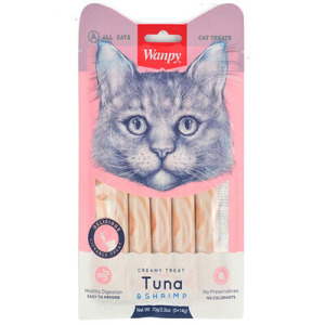 Wanpy Creamy Treat Ton Balık ve Karidesli Likit Creamy Kedi Ödülü 5Li Paket (5 x 14 Gr)